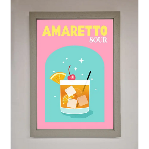 Amaretto Sour Cocktail Framed Wall Art - A3 (29.7 x 42 cm) / Grey - Framed Print
