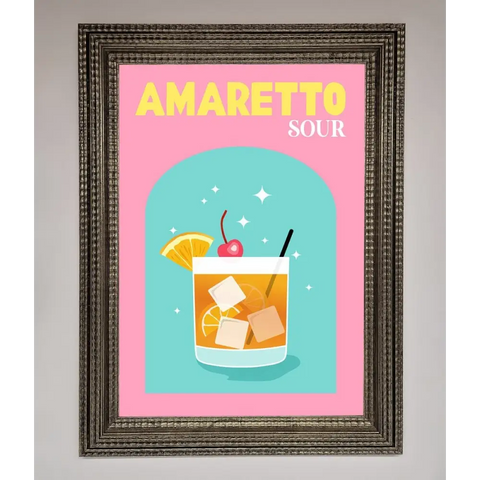 Amaretto Sour Cocktail Framed Wall Art - A3 (29.7 x 42 cm) / Ornate Silver - Framed Print