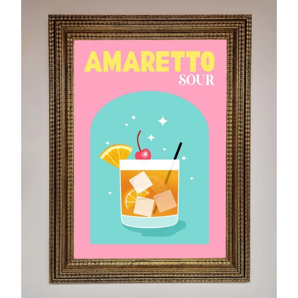 Amaretto Sour Cocktail Framed Wall Art - A3 (29.7 x 42 cm) / Ornate Gold - Framed Print