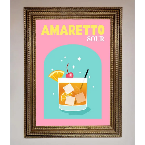 Amaretto Sour Cocktail Framed Wall Art - A3 (29.7 x 42 cm) / Ornate Gold - Framed Print