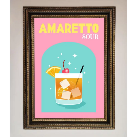 Amaretto Sour Cocktail Framed Wall Art - A3 (29.7 x 42 cm) / Ornate Gold Black - Framed Print
