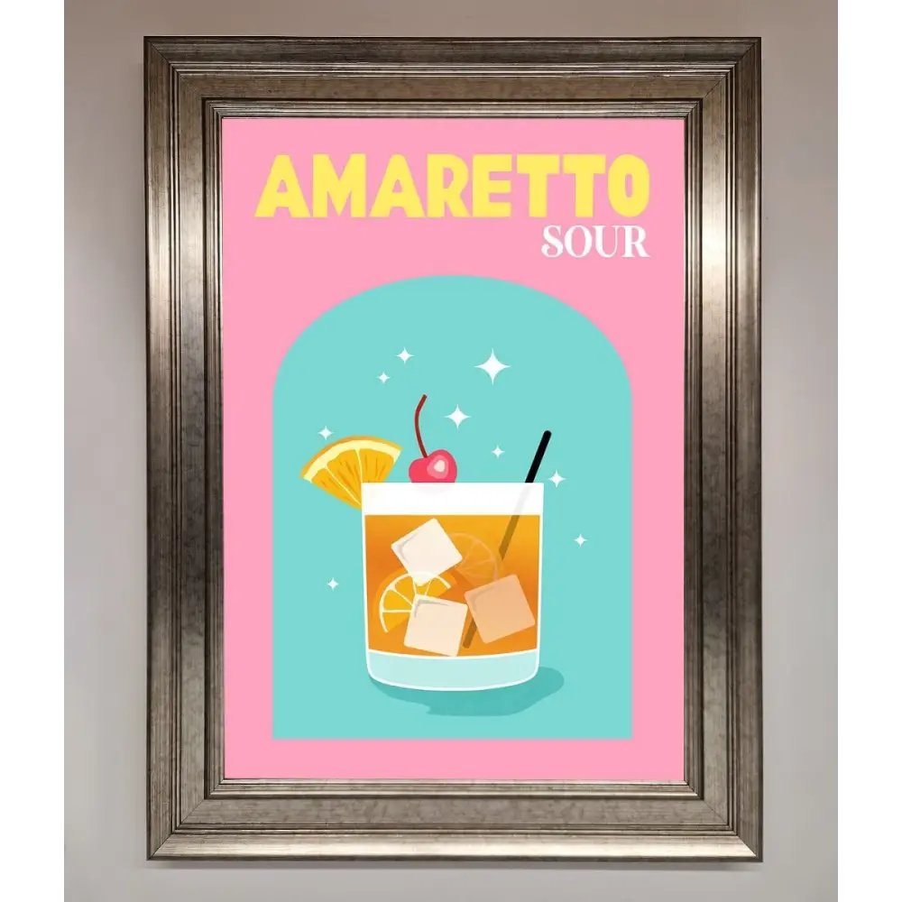 Amaretto Sour Cocktail Framed Wall Art - A3 (29.7 x 42 cm) / Silver - Framed Print