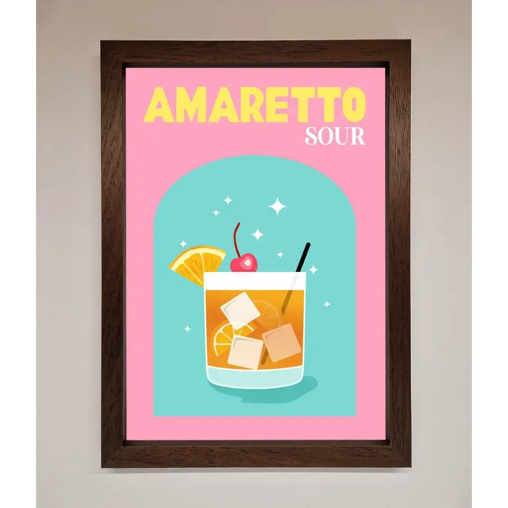 Amaretto Sour Cocktail Framed Wall Art - A3 (29.7 x 42 cm) / Walnut - Framed Print