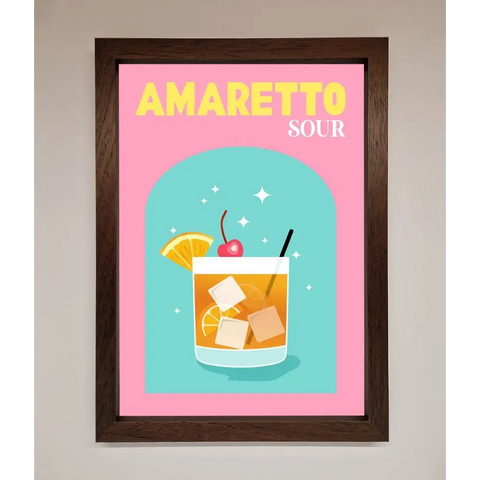 Amaretto Sour Cocktail Framed Wall Art - A3 (29.7 x 42 cm) / Walnut - Framed Print