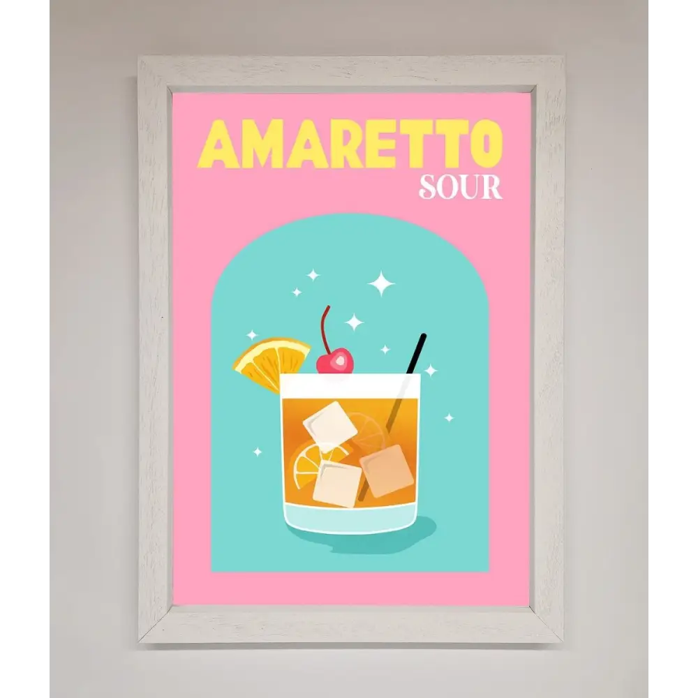 Amaretto Sour Cocktail Framed Wall Art - A3 (29.7 x 42 cm) / White - Framed Print