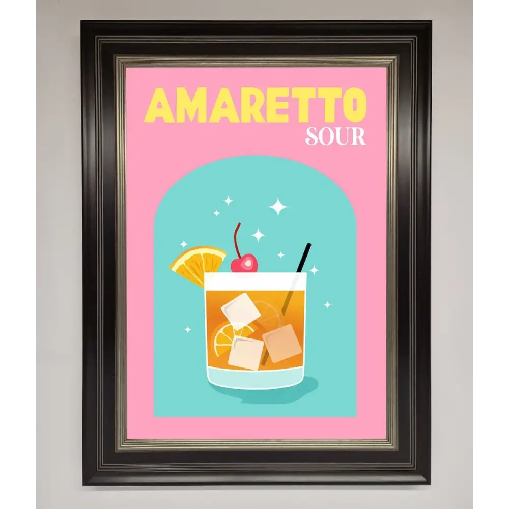 Amaretto Sour Cocktail Framed Wall Art - B0 (100 x 141 cm) / Black Silver - Framed Print
