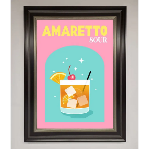 Amaretto Sour Cocktail Framed Wall Art - B0 (100 x 141 cm) / Black Silver - Framed Print