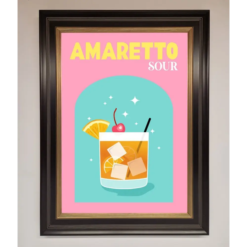 Amaretto Sour Cocktail Framed Wall Art - B0 (100 x 141 cm) / Black Gold - Framed Print