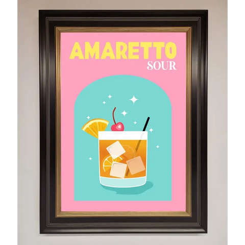 Amaretto Sour Cocktail Framed Wall Art - B0 (100 x 141 cm) / Black Gold - Framed Print