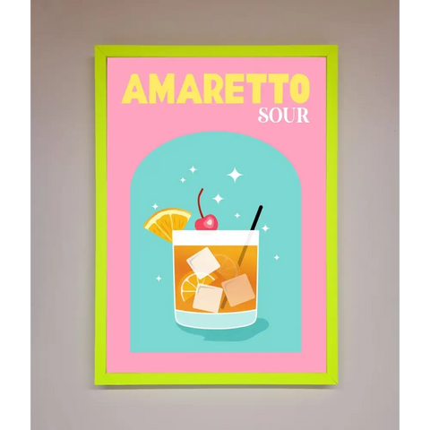 Amaretto Sour Cocktail Framed Wall Art - B0 (100 x 141 cm) / Neon Green - Framed Print