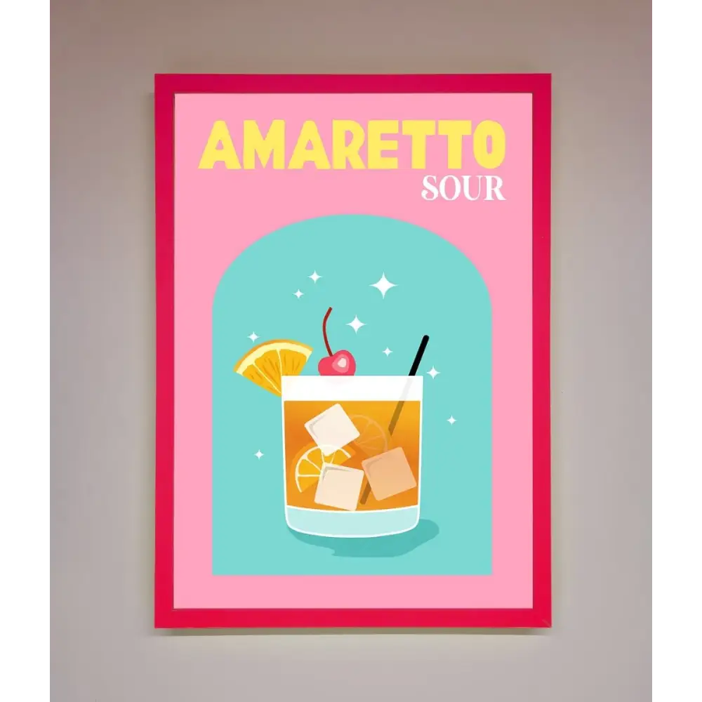 Amaretto Sour Cocktail Framed Wall Art - B0 (100 x 141 cm) / Neon Pink - Framed Print