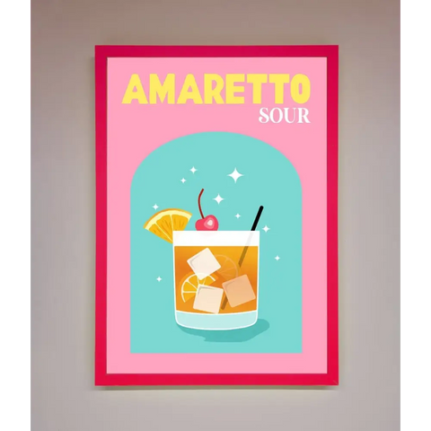 Amaretto Sour Cocktail Framed Wall Art - B0 (100 x 141 cm) / Neon Pink - Framed Print
