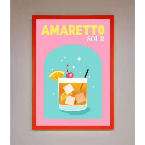 Amaretto Sour Cocktail Framed Wall Art - B0 (100 x 141 cm) / Neon Red - Framed Print