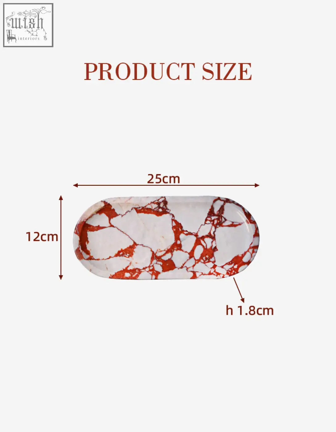 An oval white and red marble tray called amaryllis marble tray measuring 25cm by 12cm with offer financing options