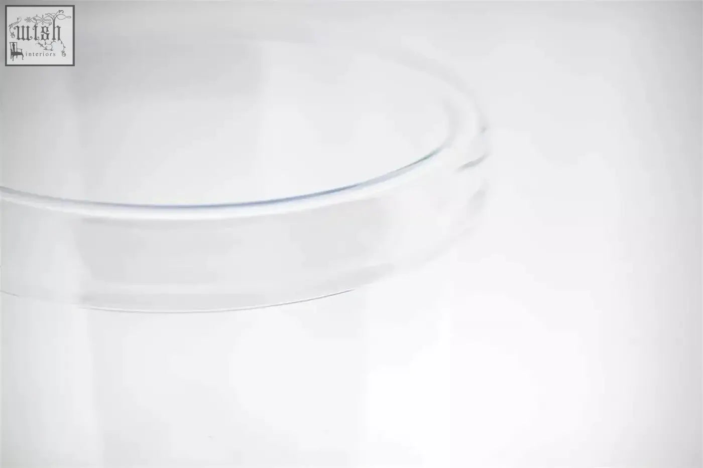 Clear glass petri dish with smooth rounded rim from dutz collection mouth blown for elegant display and decor