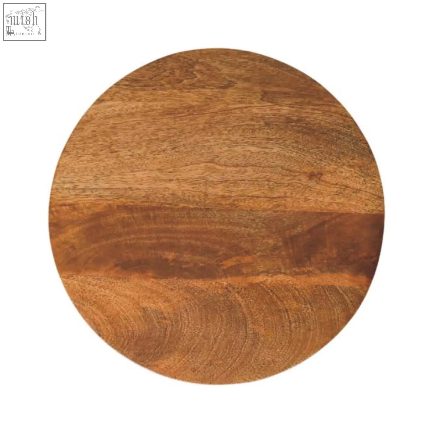 Circular amber oak round side table with warm natural brown finish and visible wood grain patterns