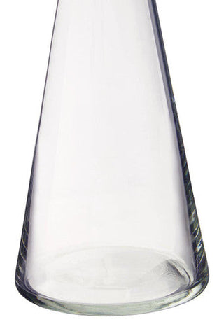 Ambra clear glass carafe with a sleek tapered design and subtle ridged texture for stylish serving
