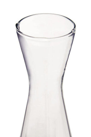 Ambra clear glass carafe with a sleek tapered design and smooth rounded rim made from clear glass