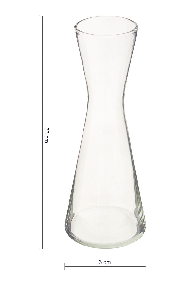 Ambra clear glass carafe with a slender curved neck and textured base perfect as a clear glass carafe