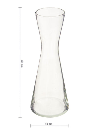 Ambra clear glass carafe with a slender curved neck and textured base perfect as a clear glass carafe