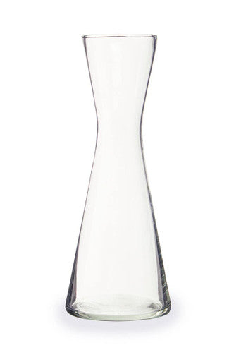 Ambra clear glass carafe with a slender flared neck and tapered base for stylish serving or storage