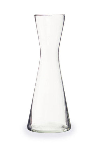 Ambra clear glass carafe with a slender flared neck and tapered base for stylish serving or storage