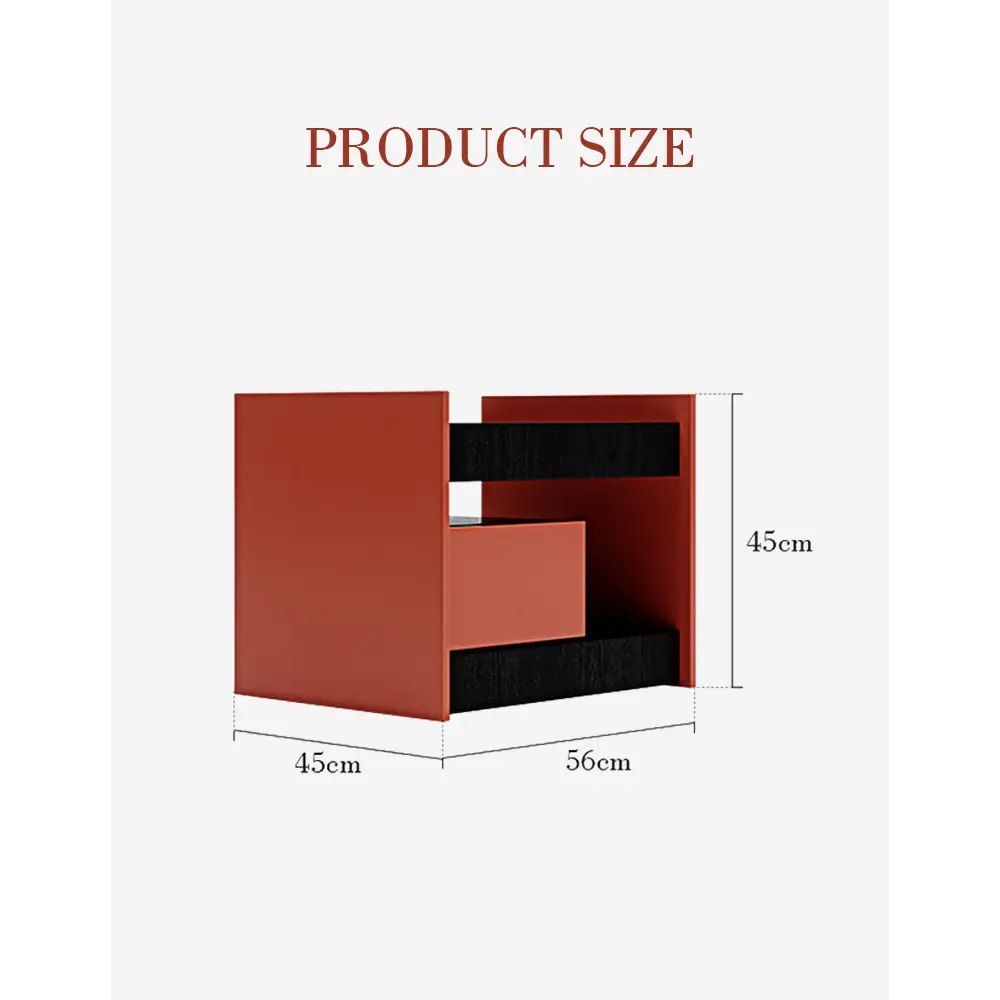 Ambrose Wooden Bedside Table Red