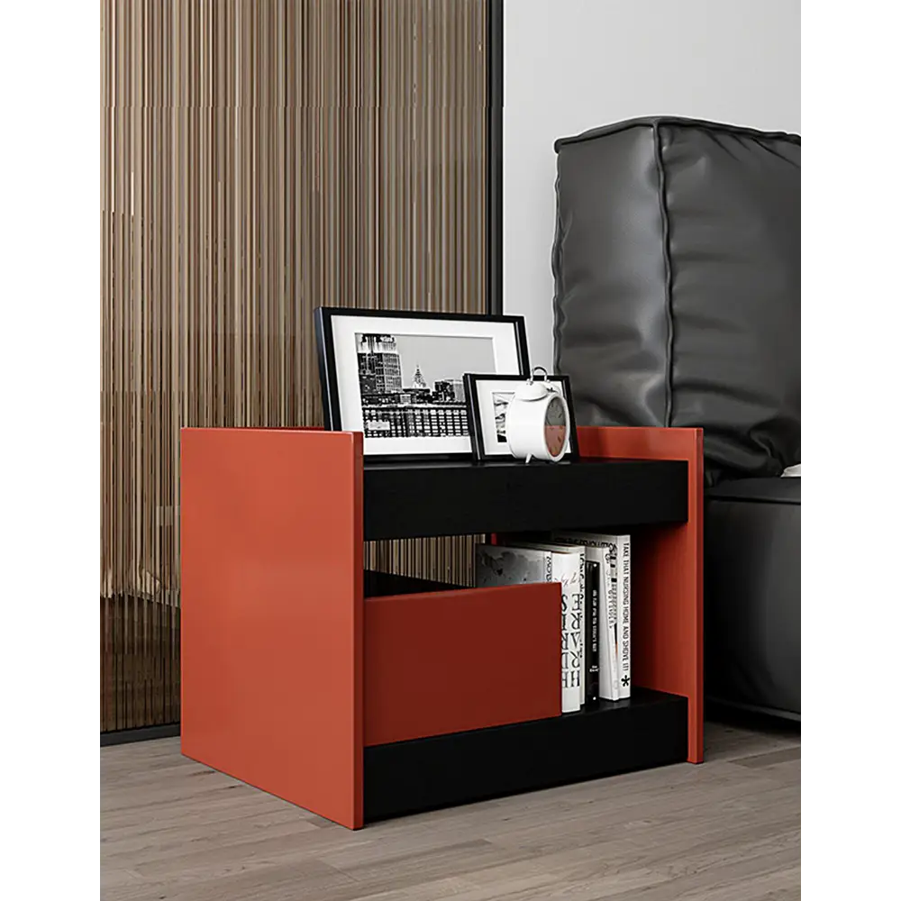 Ambrose Wooden Bedside Table Red