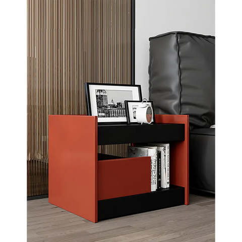 Ambrose Wooden Bedside Table Red