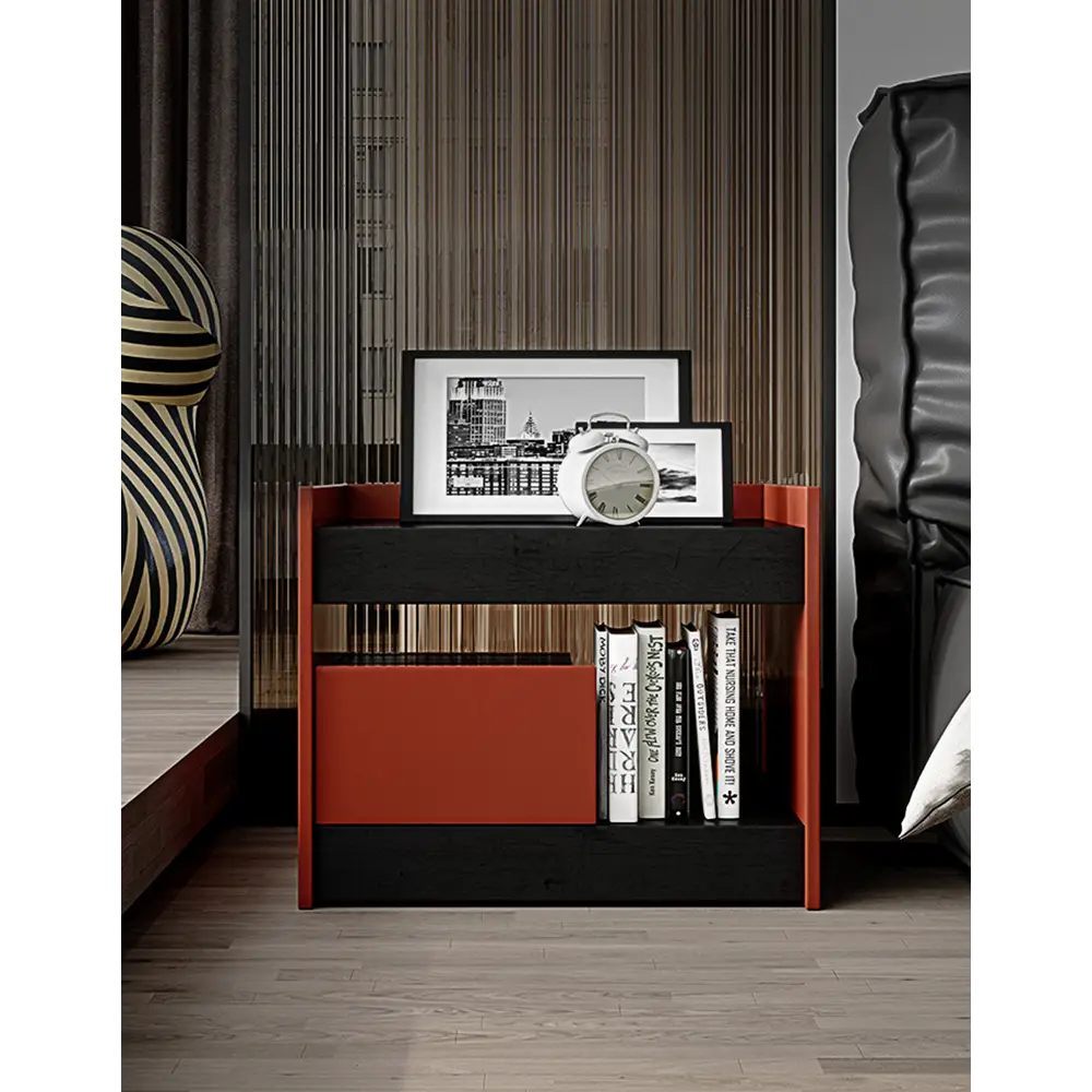 Ambrose Wooden Bedside Table Red