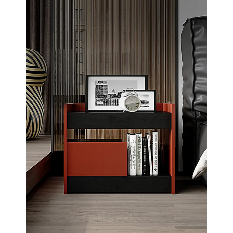 Ambrose Wooden Bedside Table Red
