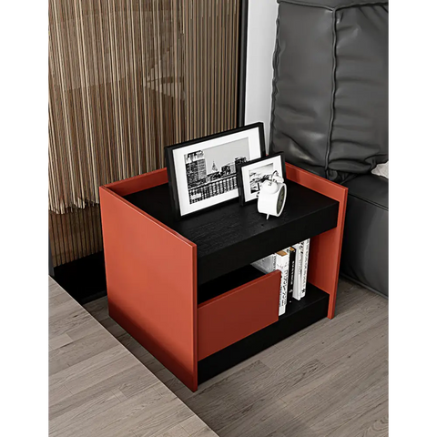 Ambrose Wooden Bedside Table Red
