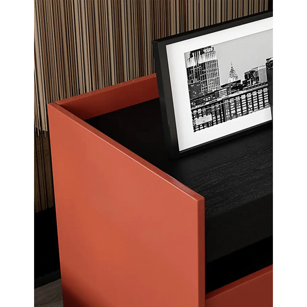 Ambrose Wooden Bedside Table Red