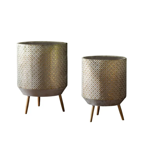 Amelia Planter Set of 2 in Metal - planter