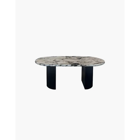 Amina Black Oval Dining Table Solid Wood & Marble