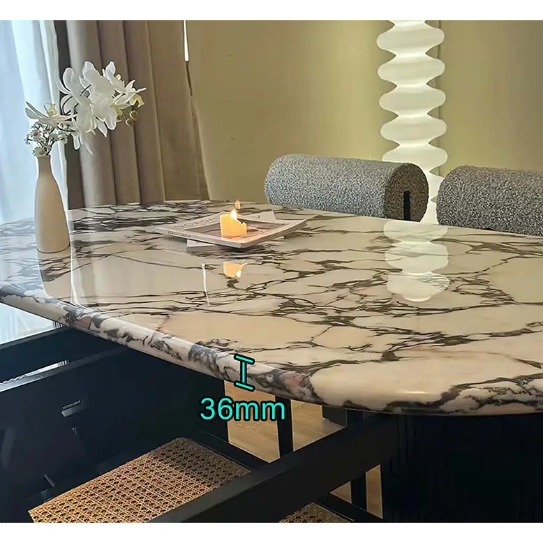 Amina Black Oval Dining Table Solid Wood & Marble