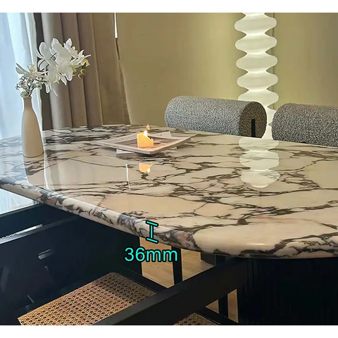 Amina Black Oval Dining Table Solid Wood & Marble