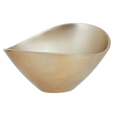 A sleek amreli gold metal bowl with a smooth reflective surface and gently curved sides in metallic gold