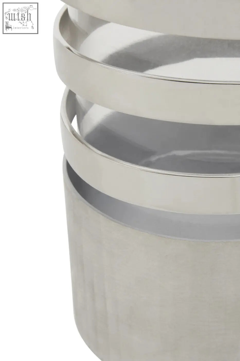 Amreli small vertical textured silver metal candle holder with a sleek cylindrical shape and polished finish