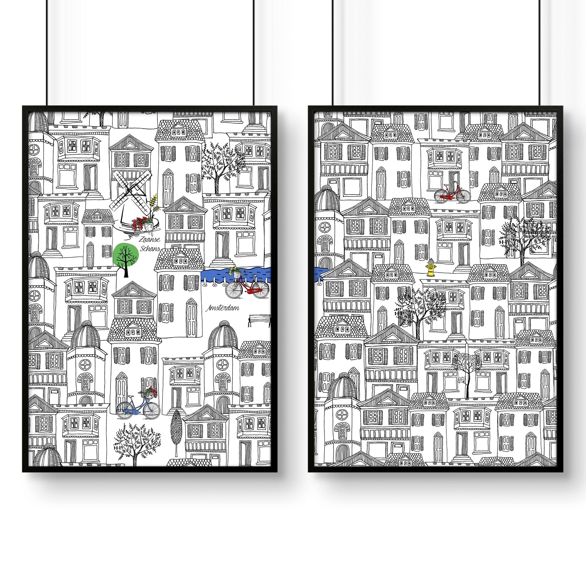 Amsterdam posters | Set of 2 travel wall art