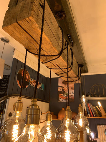 Reclaimed Oak Beam Chandelier | 300 Year Old Rustic Kitchen Lighting UK