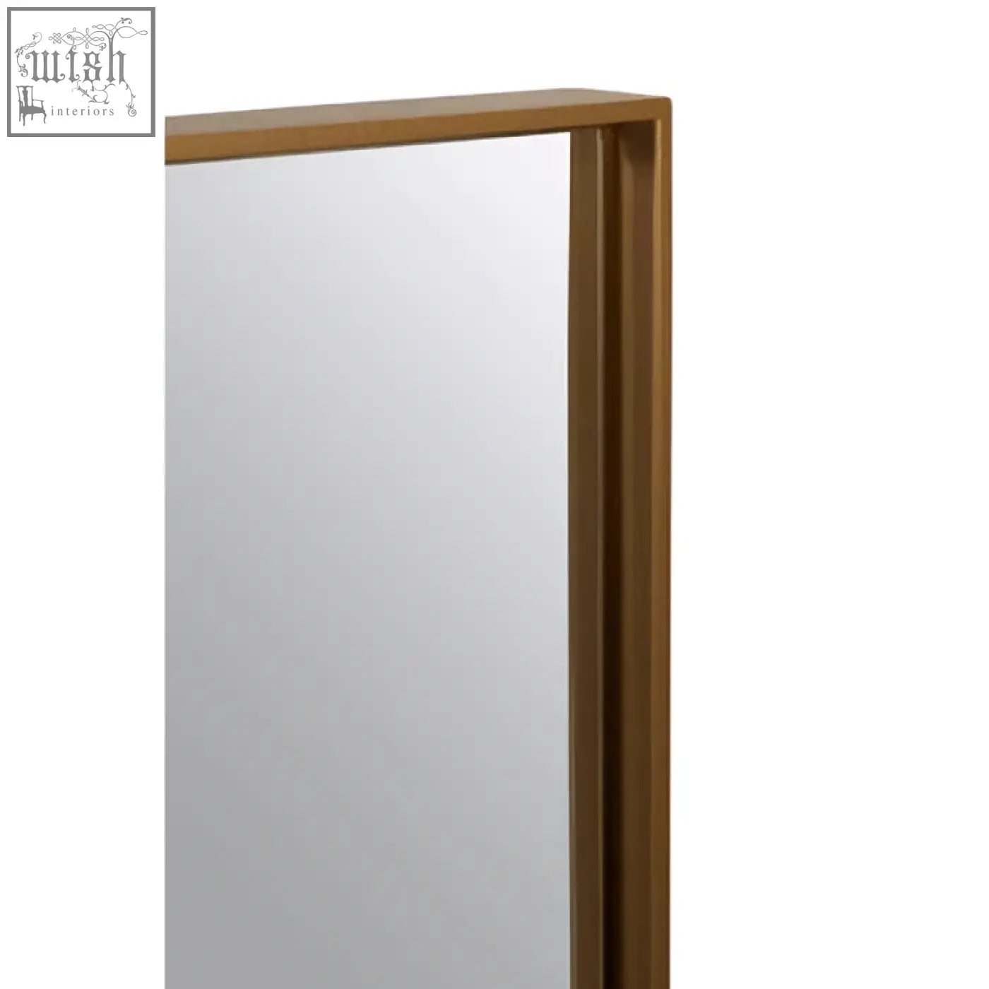 Ando large square wall mirror with a sleek minimalist design and warm brass large square gold finish frame