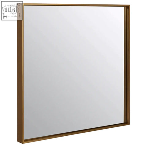 Ando large square wall mirror with sleek large square gold finish metal frame ideal for elegant decor