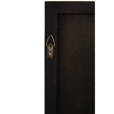 Black metal frame with hanging wire hook shown on back of ando medium square gold finish wall mirror