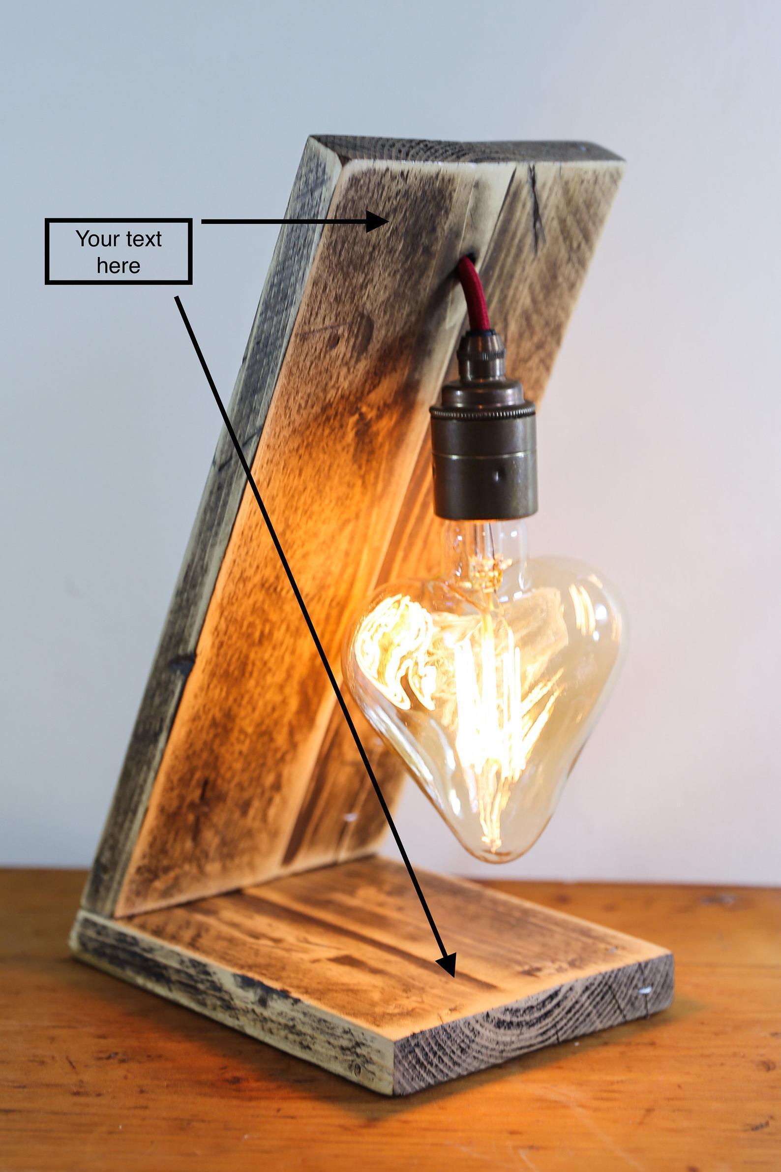 Personalised Wooden Angel Table Lamp | Romantic Gift & Bedside Lighting UK