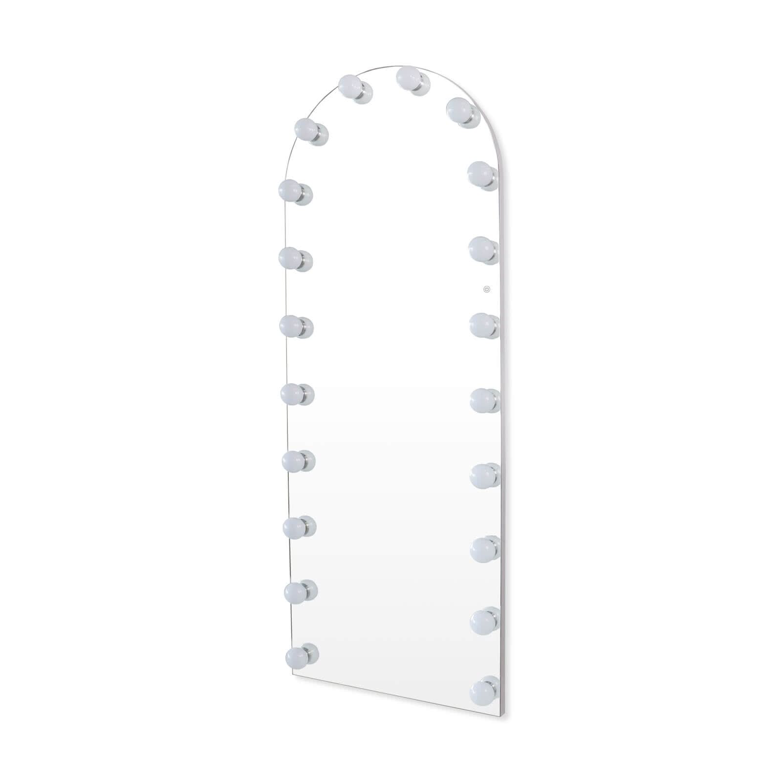 Angelina full length arch hollywood mirror with chrome frame and round bulbs perfect for mirrors collection