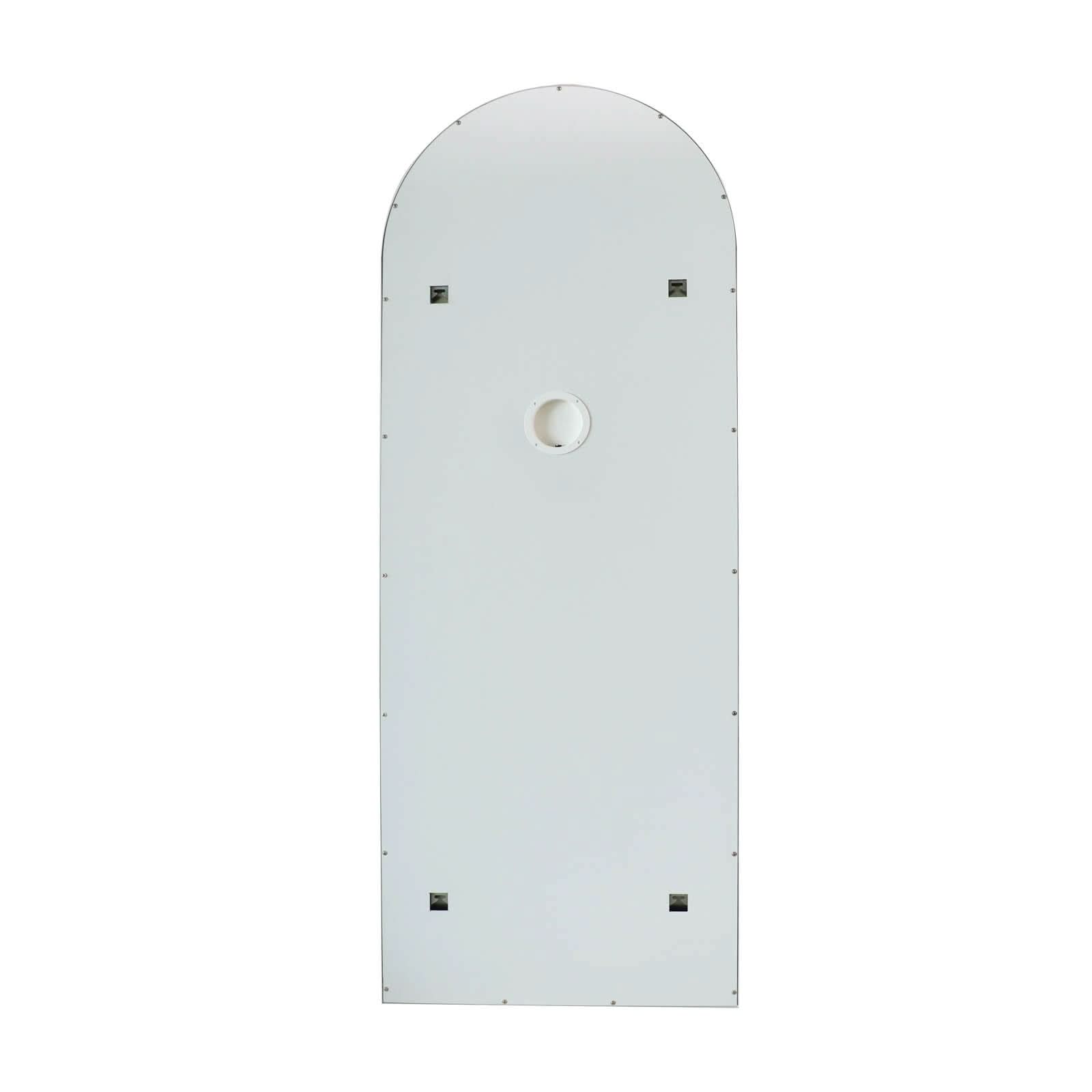 Angelina full length arch hollywood mirror in white with circular hole and square brackets from mirrors collection
