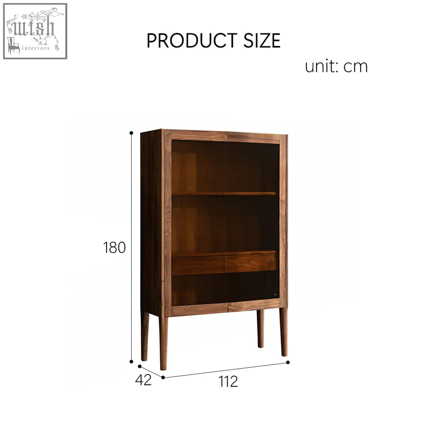 A sleek dark wood anisimov cabinet with glass doors featuring a wine rack for stylish wine storage and drink cabinet use