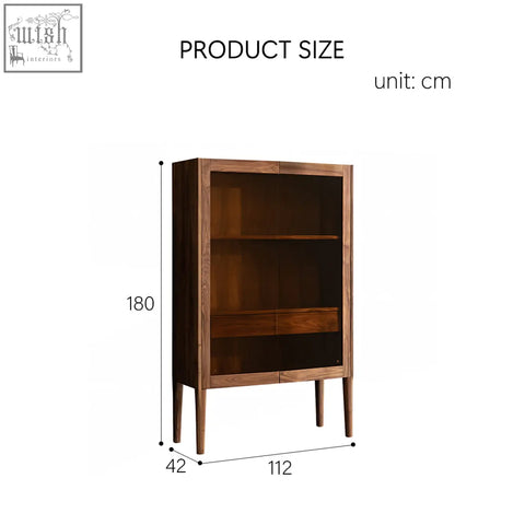 A sleek dark wood anisimov cabinet with glass doors featuring a wine rack for stylish wine storage and drink cabinet use