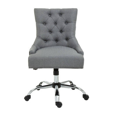 Anita grey fabric office chair with tufted grey fabric and chrome base home design with black casters